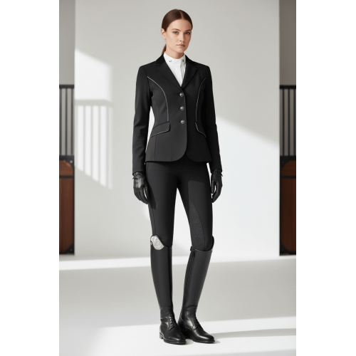 De Niro Salentino/02 Top Regal Pink Black Patent Piping Stones Rose gold