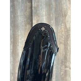 DeNiro Bellini 8 Patent Black G24 Rondine W/ Crystal Fabric GGL83 + Knee Comfort