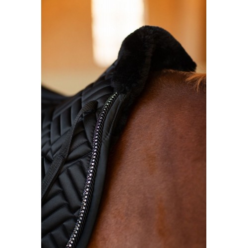 Equestrian Stockholm FW25 Holiday Spring Saddle Pad Vegan Fur Crystal Black