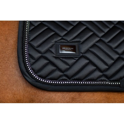 Equestrian Stockholm FW25 Holiday Dressage Saddle Pad Vegan Fur Crystal Black