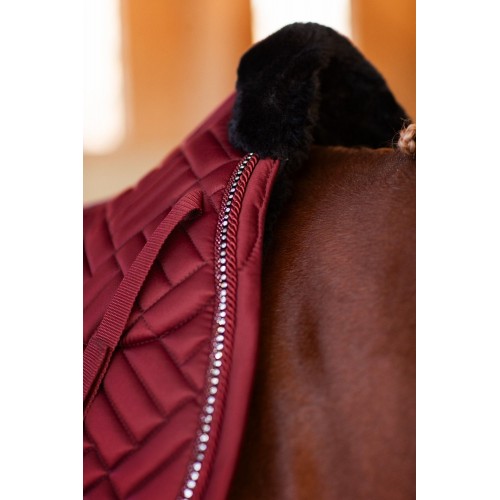 Equestrian Stockholm FW25 Holiday Jump Saddle Pad Vegan Fur Crystal Bordeaux
