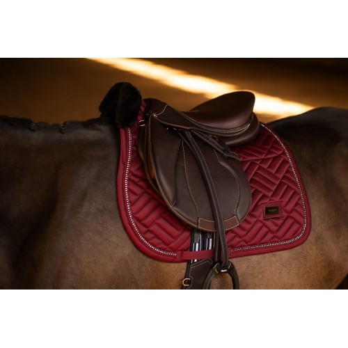 Equestrian Stockholm FW25 Holiday Jump Saddle Pad Vegan Fur Crystal Bordeaux