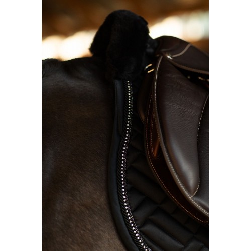 Equestrian Stockholm FW25 Holiday Spring Saddle Pad Vegan Fur Crystal Black