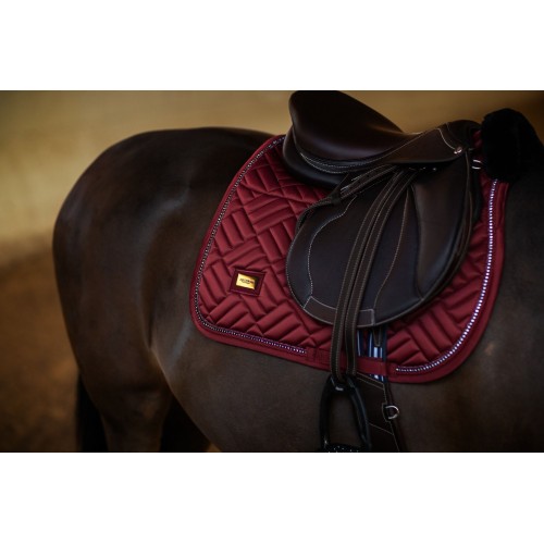 Equestrian Stockholm FW25 Holiday Jump Saddle Pad Vegan Fur Crystal Bordeaux