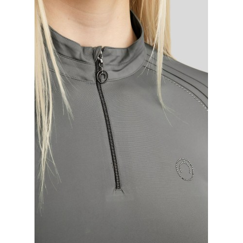 Montar SS26 MoPearl Pintuck Short-Sleeve Polo Grey