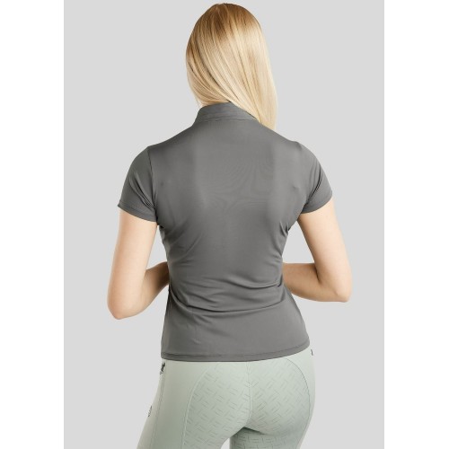 Montar SS26 MoPearl Pintuck Short-Sleeve Polo Grey