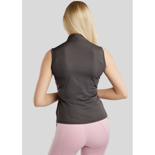 Montar SS26 MoPearl Pintuck Sleeveless Polo Slate Grey