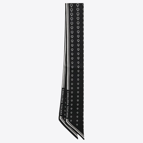 Cavalleria Toscana FW25 CT Jacquard Logo Silk Foulard Scarf-Black-TU