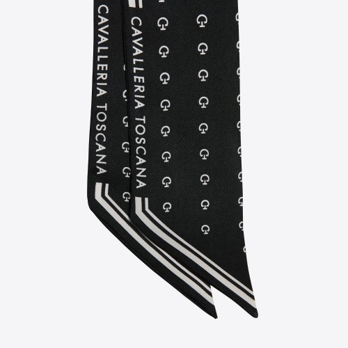 Cavalleria Toscana FW25 CT Jacquard Logo Silk Foulard Scarf-Black-TU
