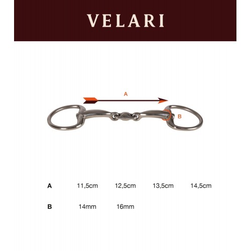 Velari Double Jointed Eggbutt Snaffle Sweet Iron 16mm
