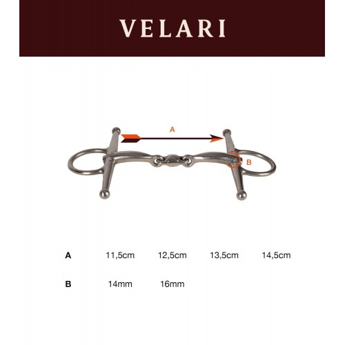 Velari Double Jointed Full Cheek Snaffle Stainless Steel 14mm