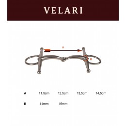 Velari Single-составной с полными щёчными частями трензель Stainless Steel 16 мм