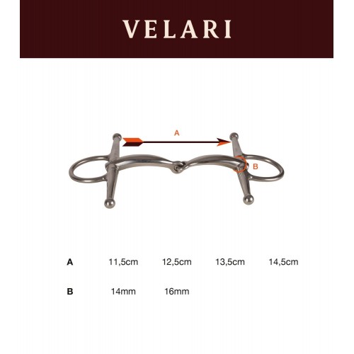 Velari Single-Jointed Full Cheek Snaffle Stainless Steel 14 mm