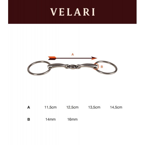 Velari Double-Jointed Loose Ring Snaffle Stainless Steel 16mm