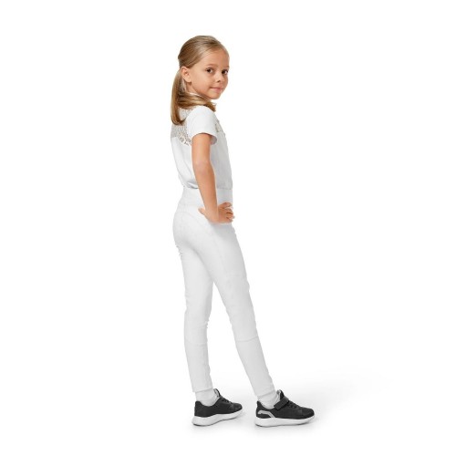 Equestrian Stockholm Young Rider White Movement Full Grip Riding Tights